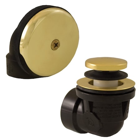 Jones Stephens Polished Brass One-Hole Toe Touch Bath Waste Kit, Standard Half Kit, Black Plastic B07017
